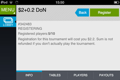 poker tournaments iphone/ipad